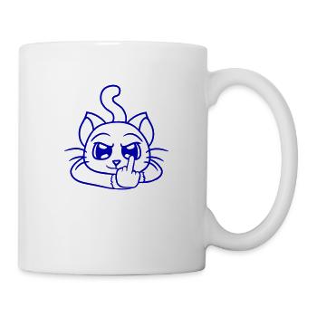 Méchant chat montre un doigt d’honneur Insulte Main Fun - Mug blanc - blanc - Droite