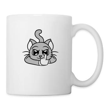 Méchant chat montre un doigt d’honneur Insulte Main Fun - Mug blanc - blanc - Droite