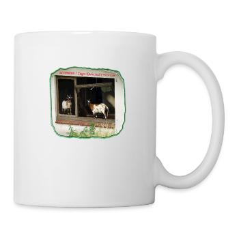 Haus mit Ziegen Abbruchhaus Ziegen im Fenster - Tasse - Weiß - Rechts