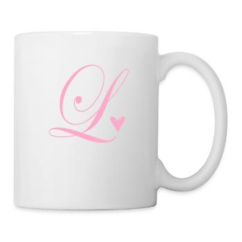 Monogramme L Cœur Vigne - Mug blanc - blanc - Droite