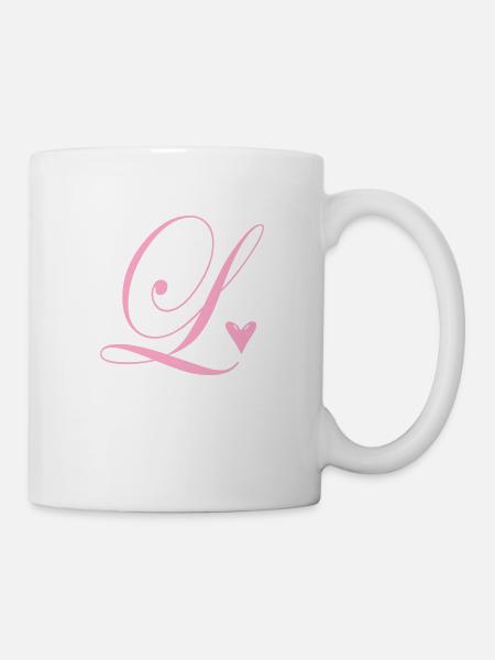 Monogram L Heart Vine - Mug - white
