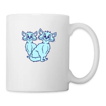 Deux chats heureux 2 amis Couple Équipe Couple - Mug blanc - blanc - Droite