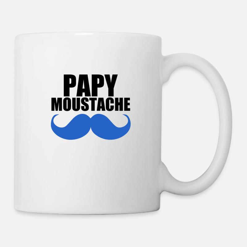 papy moustache - Mug blanc - blanc