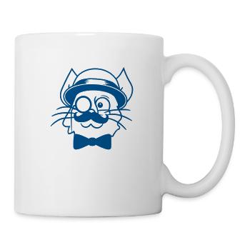 Sir Cat Gentleman Chapeau Costume Monocle Riche M. - Mug blanc - blanc - Droite