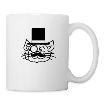 Sir Cat Gentleman Chapeau haut de forme Monocle Rich Gentleman - Mug blanc - blanc - Droite