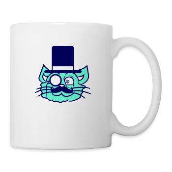Sir Cat Gentleman Chapeau haut de forme Monocle Rich Gentleman - Mug blanc - blanc - Droite