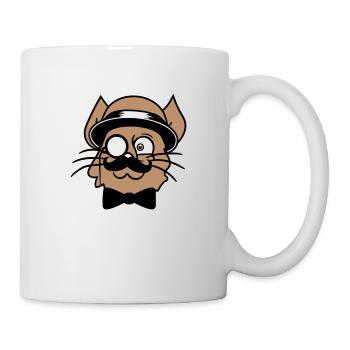 Sir Cat Gentleman Chapeau Costume Monocle Riche M. - Mug blanc - blanc - Droite