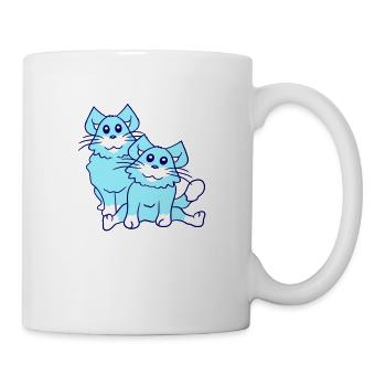 Deux chats heureux 2 amis Couple Équipe Couple - Mug blanc - blanc - Droite