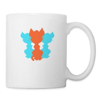 3 Sitzende Katzen Drei Bunte Freunde Silhouetten - Tasse - Weiß - Rechts