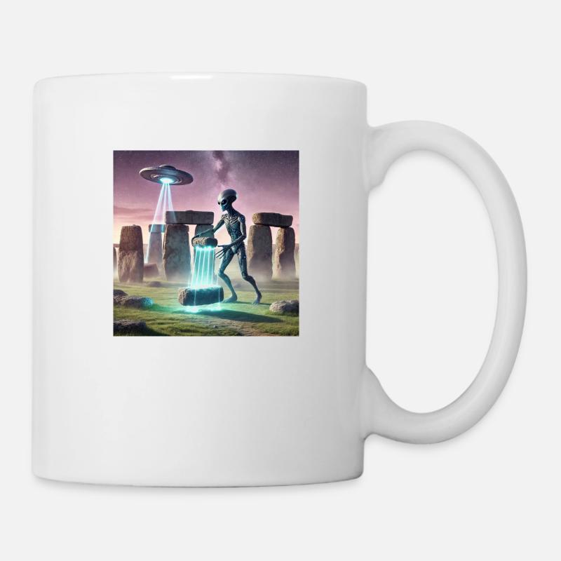 Alien baut Stonehenge - Tasse - Weiß
