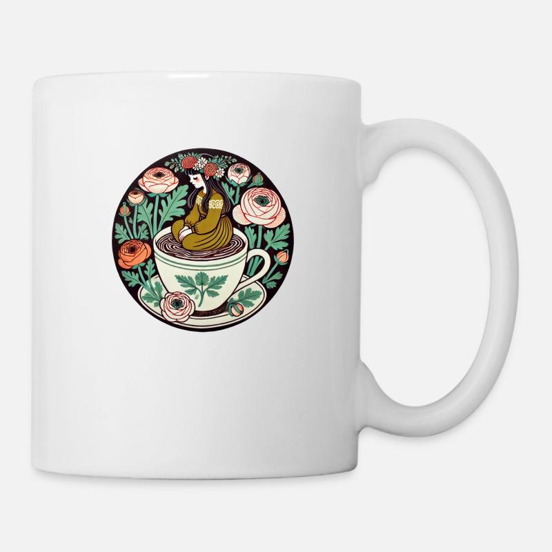 Fille à l’heure du thé - Mug blanc - blanc