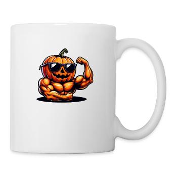 Cool muscular halloween pumpkin - Mug - white - Right