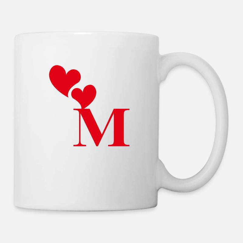 Buchstabe m rotes Herz - Tasse - Weiß