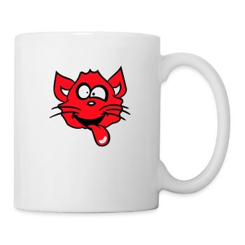 Cat Squints Funny Crazy Tongue Out Grimace - Mug - white - Right