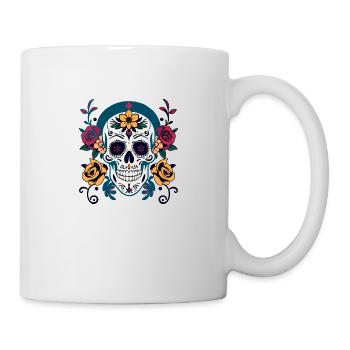 Mexican Muertos Day of the Dead Halloween Floral - Mug - white - Right