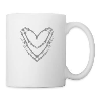 Skeleton Hands Heart Sign Retro Halloween Costume - Mug - white - Right