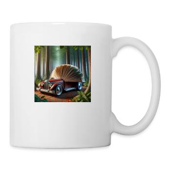 Buchen und Auto - Tasse - Weiß - Rechts