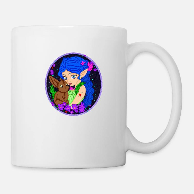 Elfe avec Lapin - Mug blanc - blanc