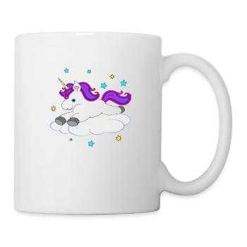 Süßes Einhorn auf Wolke - Tasse - Weiß - Rechts