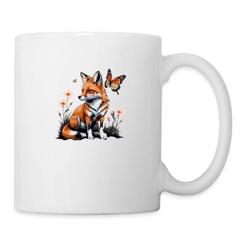 Fox Fox Flowers Cute Gift Animal Love for Women - Mug - white - Right