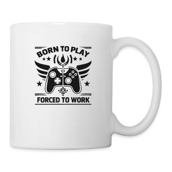 Né pour jouer, forcé de travailler - Mug blanc - blanc - Droite