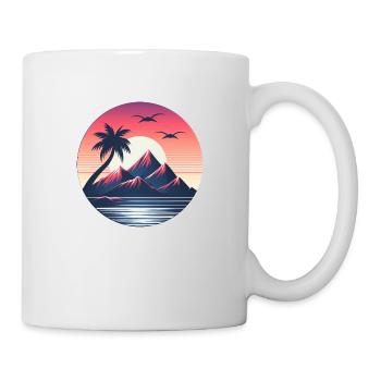 Retro Insel Sonnenuntergang - Tasse - Weiß - Rechts