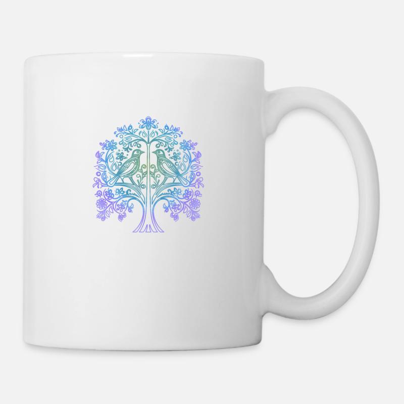 Arbre de vie aux oiseaux - Mug blanc - blanc