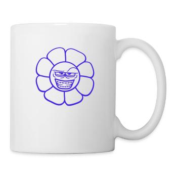 Blume Guckt Böse Gemein Cool Grinsen Frech Gesicht - Tasse - Weiß - Rechts
