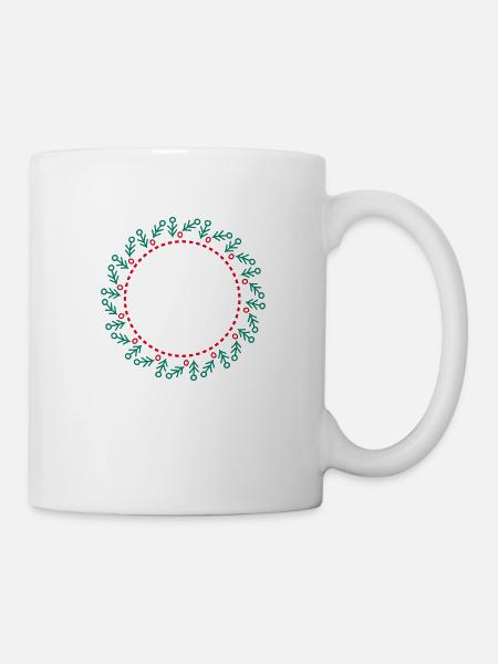 Neujahrs- und Weihnachtskranz - Tasse - Weiß