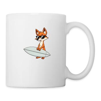 Confident Fox Surfboard Action - Sonnenbrille - Tasse - Weiß - Rechts