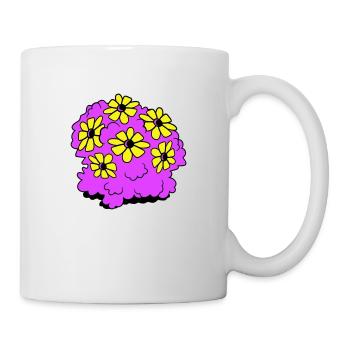 Hübsches 6 Blumen Gebüsch Strauch Blüten Pflanze - Tasse - Weiß - Rechts