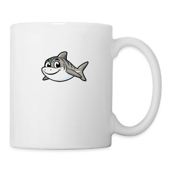 Fröhlicher Cartoon-Hai - Tasse - Weiß - Rechts