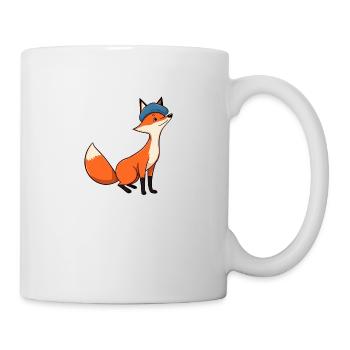 Lebendiger Cartoon-Fuchs mit blauem Bandana - Tasse - Weiß - Rechts