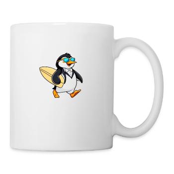 Happy Penguin Surfen, Smoking & Sonnenbrille - Tasse - Weiß - Rechts