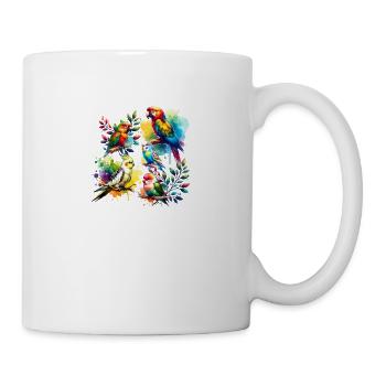 Verschiedene Vögel Papageien - Tasse - Weiß - Rechts
