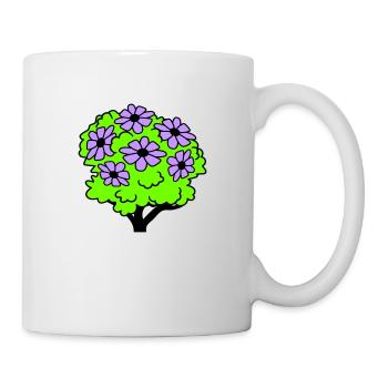 Hübsches 6 Blumen Gebüsch Strauch Blüten Pflanze - Tasse - Weiß - Rechts