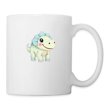 Niedlicher Cartoon-Dinosaurier mit freundlichem Lächeln - Tasse - Weiß - Rechts