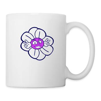 Funny Face Flower Summer Peace Victory Gesture - Mug - white - Right