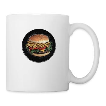 Burger Deluxe avec garniture de frites - Mug blanc - blanc - Droite