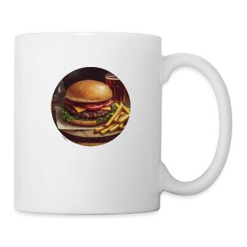 Burgers, fries and a cool drink – pure enjoyment - Mug - white - Right