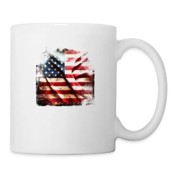 Flagge Amerika Grunge - Tasse - Weiß - Rechts