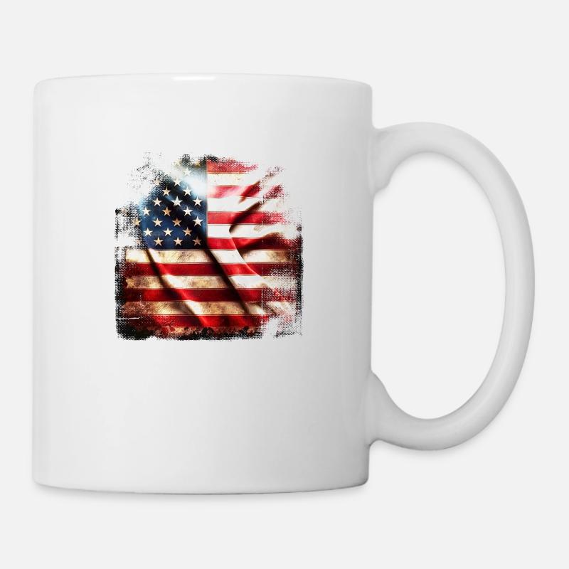 Flagge Amerika Grunge - Tasse - Weiß