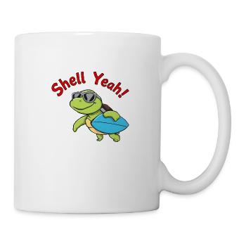 Fröhlicher Cartoon-Frosch-Surfender, bereit für Wellen - Tasse - Weiß - Rechts
