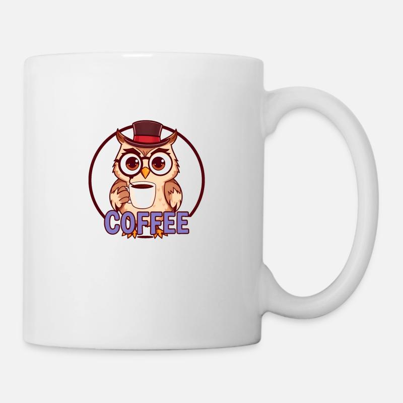 Adorable Owl Coffee Lovers Illustration - Mug - white