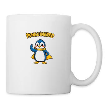 Pingouin joyeux se tenant audacieusement avec une écharpe - Mug blanc - blanc - Droite