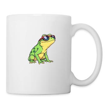 Skurriler Frosch mit roter und blauer Sonnenbrille, Casual - Tasse - Weiß - Rechts