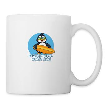 Penguin Surfing with Sunglasses, Catch the Wave - Mug - white - Right