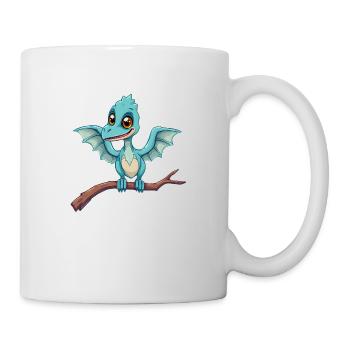Mystischer blauer Dinosaurier hebt ab - Tasse - Weiß - Rechts