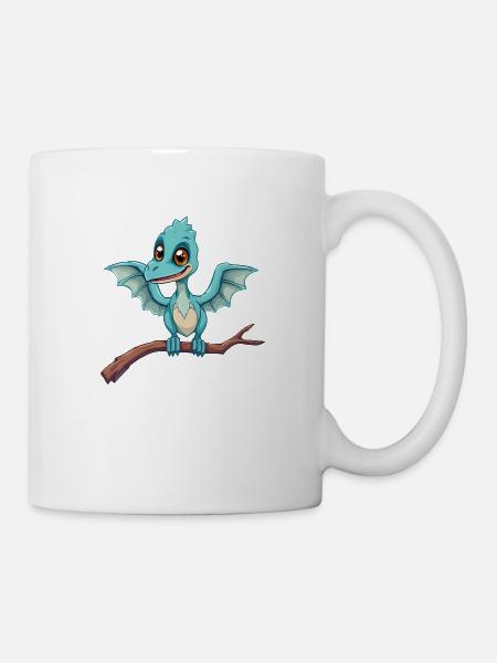 Mystical Blue dinosaur Takes Flight - Mug - white