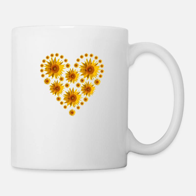 Sunflowers - Heart - Mug - white